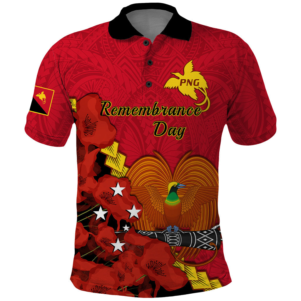 Personalised Remembrance Day PNG Polo Shirt Papua New Guinea We Will Remember Them LT14