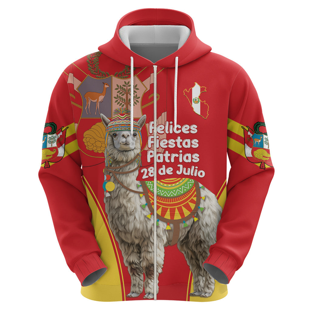 Personalised Peru Independence Day Hoodie Peruvian Alpaca Feliz 28 de Julio LT14