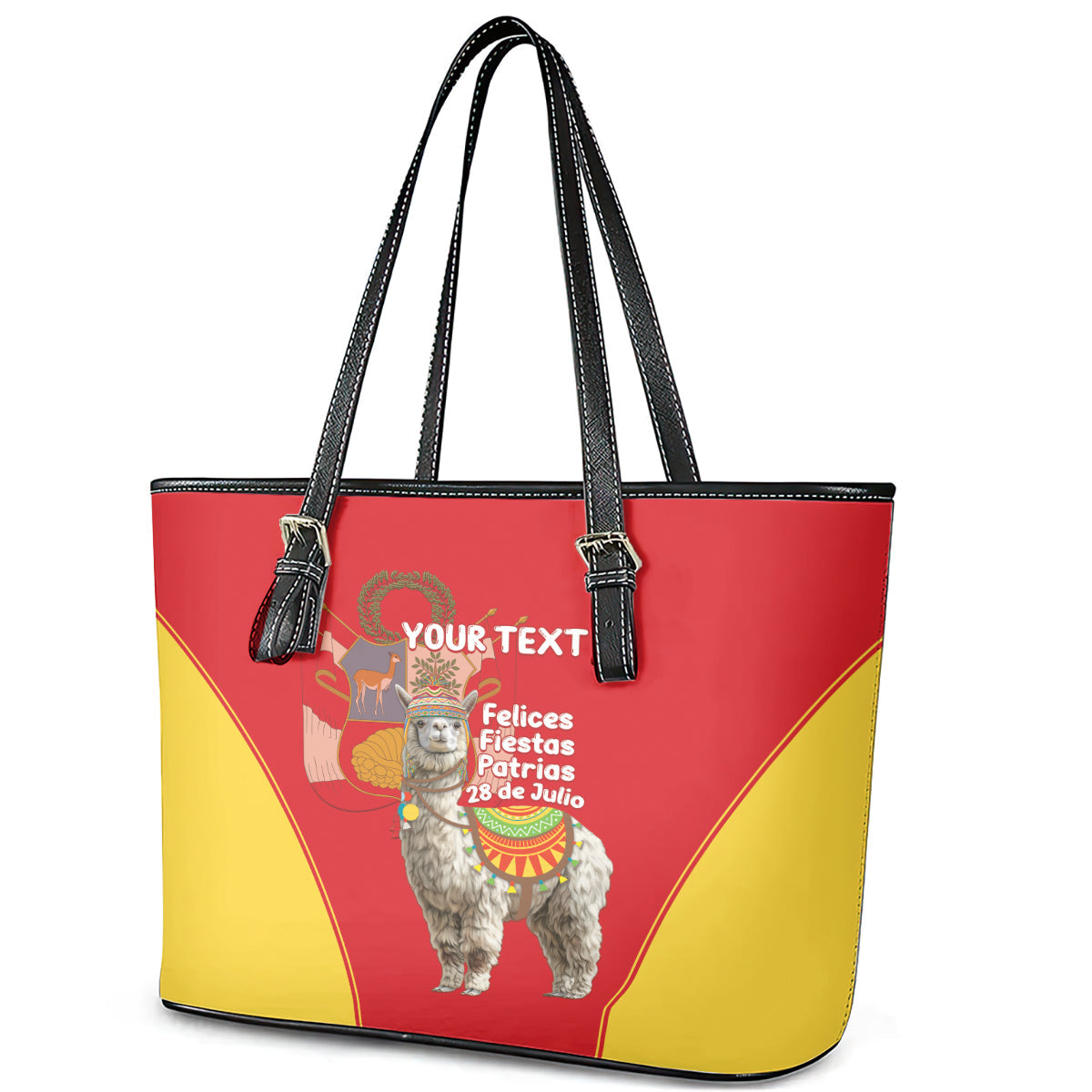 Personalised Peru Independence Day Leather Tote Bag Peruvian Alpaca Feliz 28 de Julio LT14