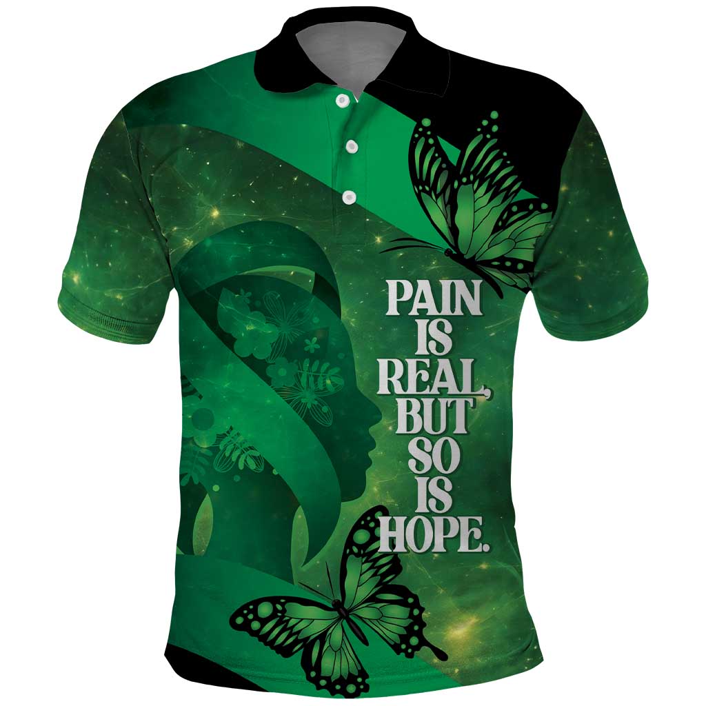 Personalised World Mental Health Awareness Month Polo Shirt Warriors Brave Strong Galaxy Vibes LT14