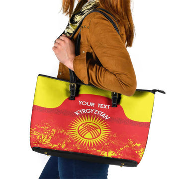 Custom Kyrgyzstan Football Leather Tote Bag Go White Falcons Sporty Style LT14