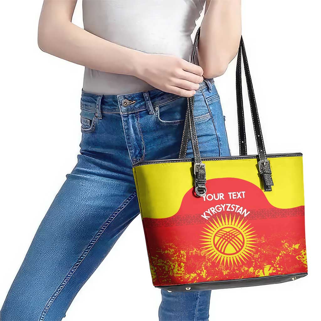 Custom Kyrgyzstan Football Leather Tote Bag Go White Falcons Sporty Style LT14