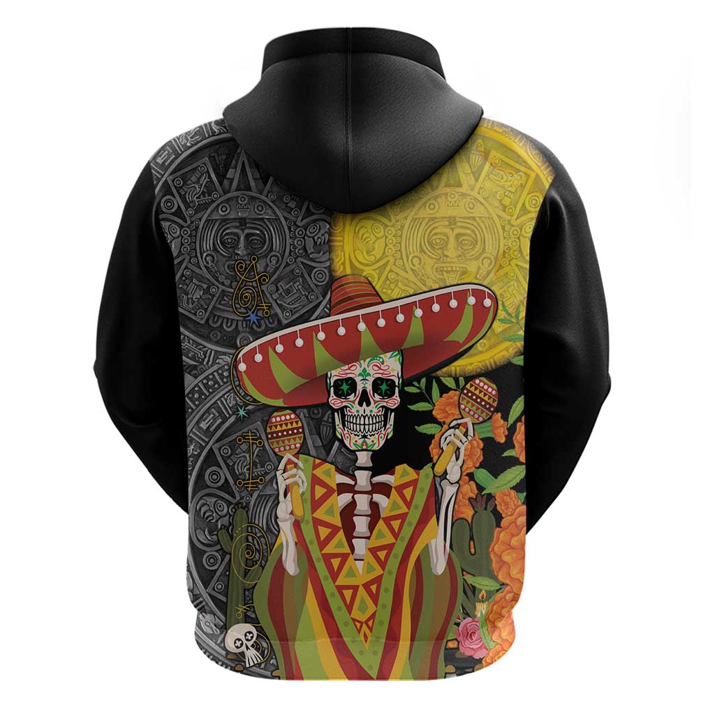 Mexico Dia De Los Muertos Hoodie Sugar Skull Sombrero Aztec Pattern LT14