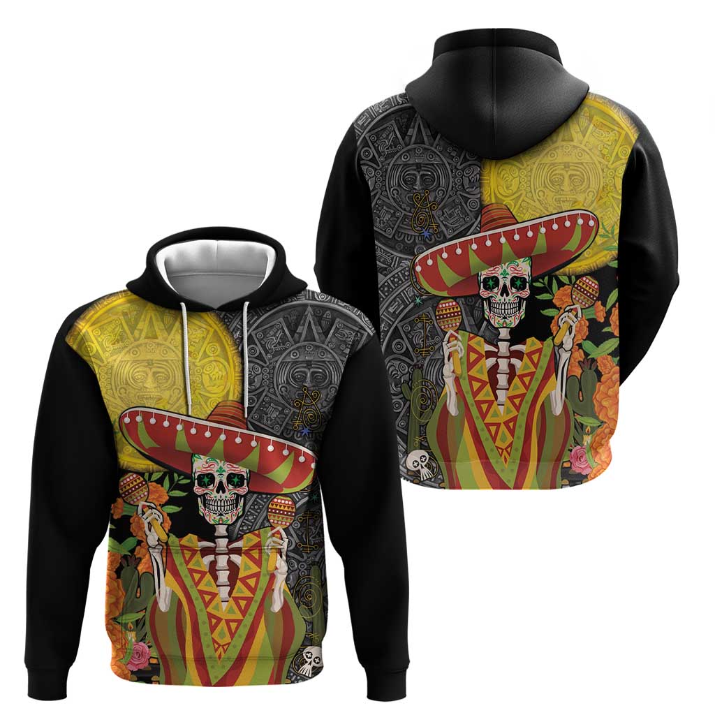 Mexico Dia De Los Muertos Hoodie Sugar Skull Sombrero Aztec Pattern LT14