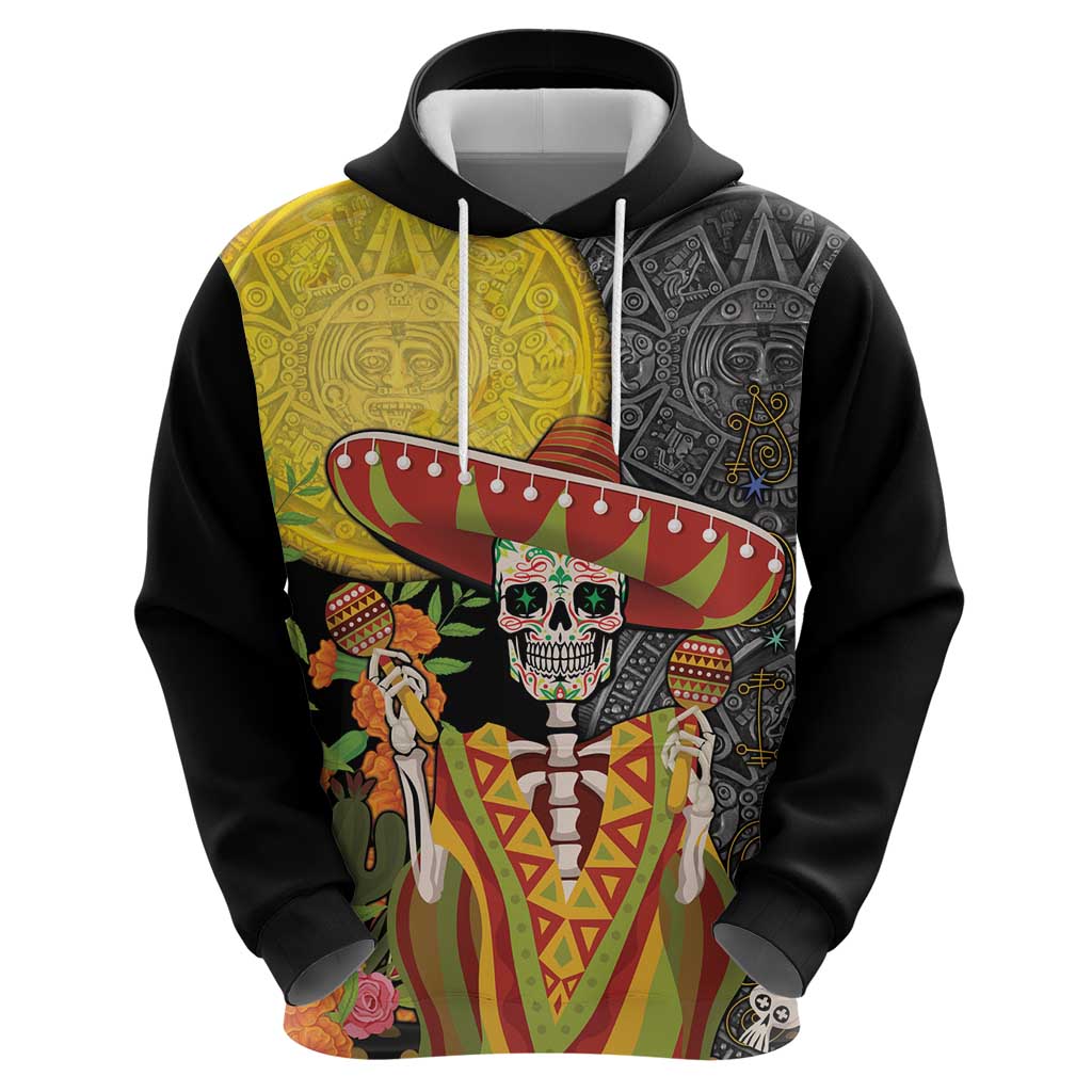Mexico Dia De Los Muertos Hoodie Sugar Skull Sombrero Aztec Pattern LT14