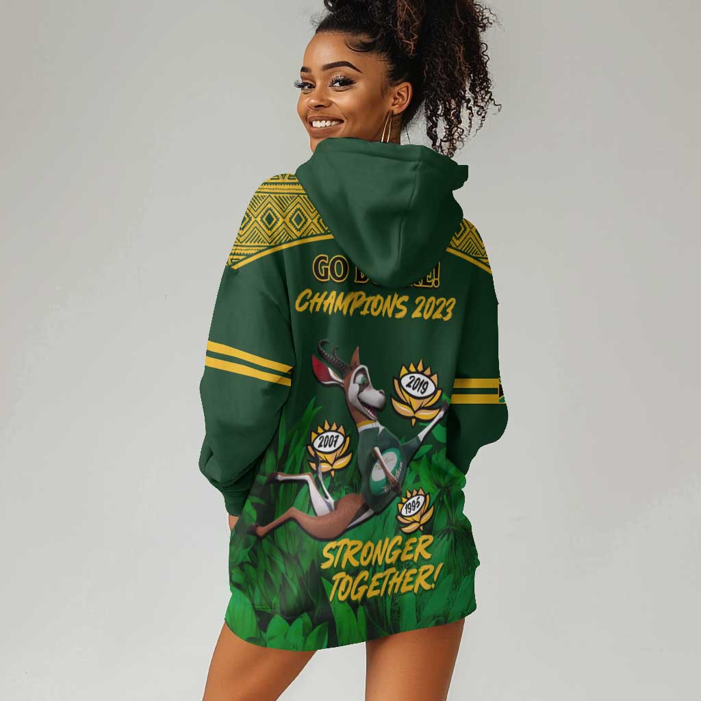South Africa Rugby Hoodie Dress Go Bokke World Cup Champions History LT14