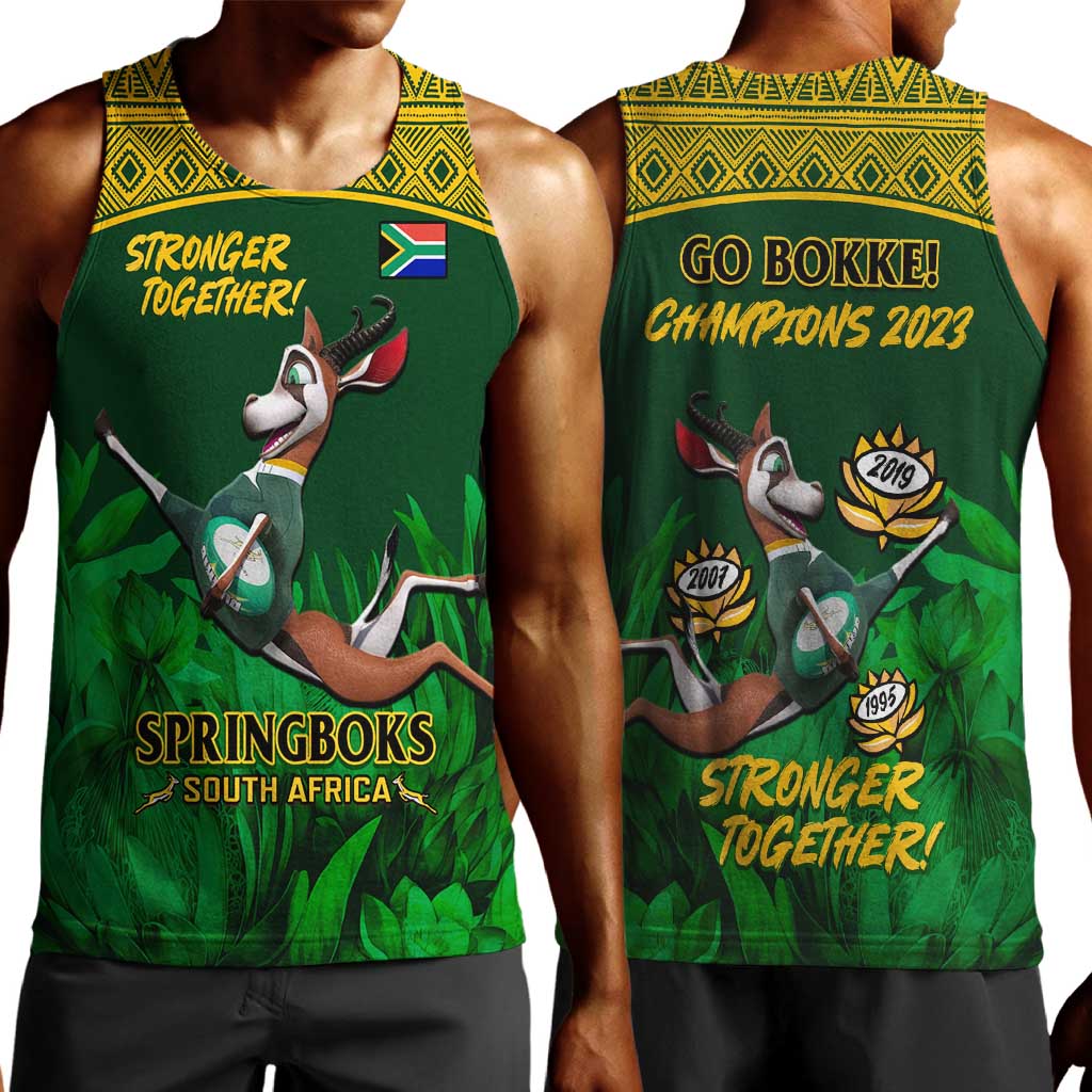 South Africa Rugby Men Tank Top Go Bokke World Cup Champions History LT14