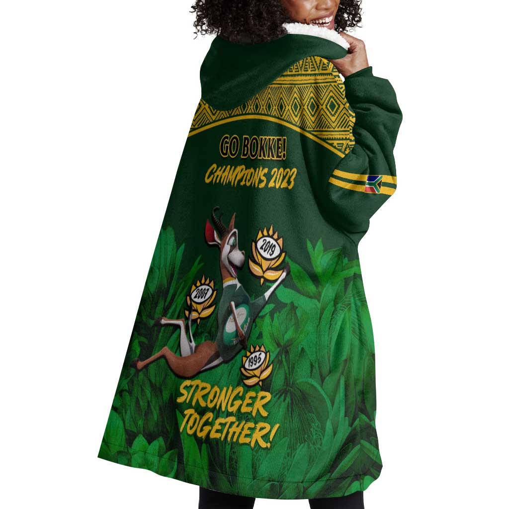 South Africa Rugby Wearable Blanket Hoodie Go Bokke World Cup Champions History LT14