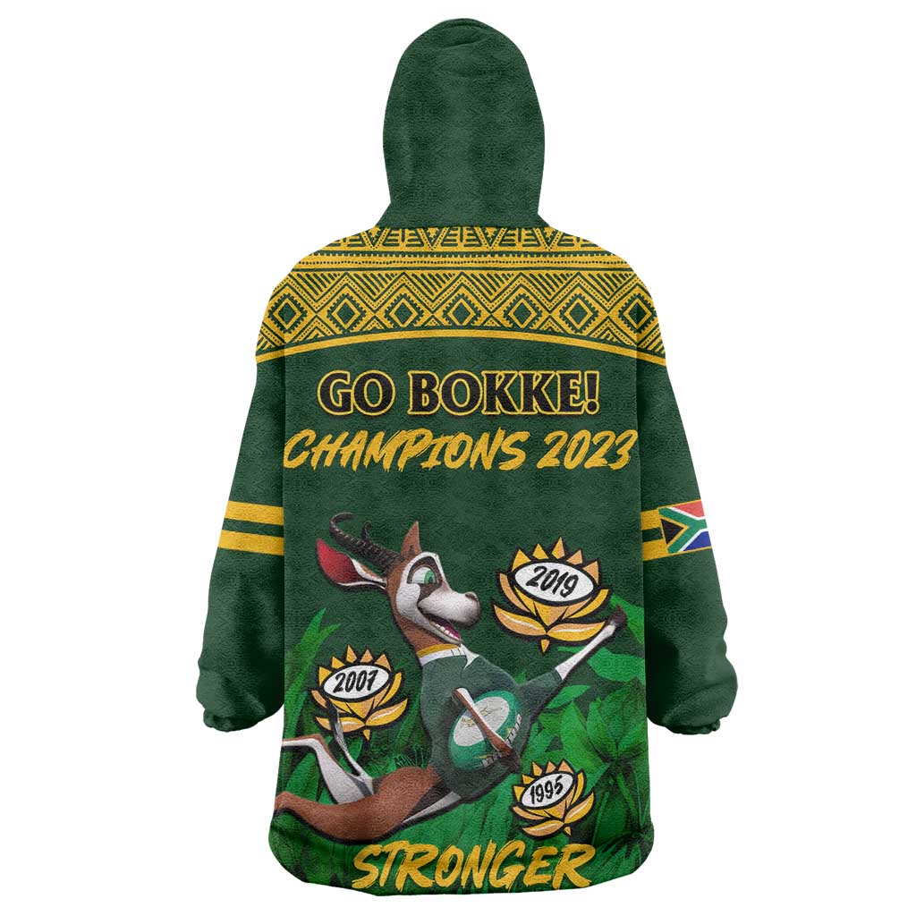 South Africa Rugby Wearable Blanket Hoodie Go Bokke World Cup Champions History LT14