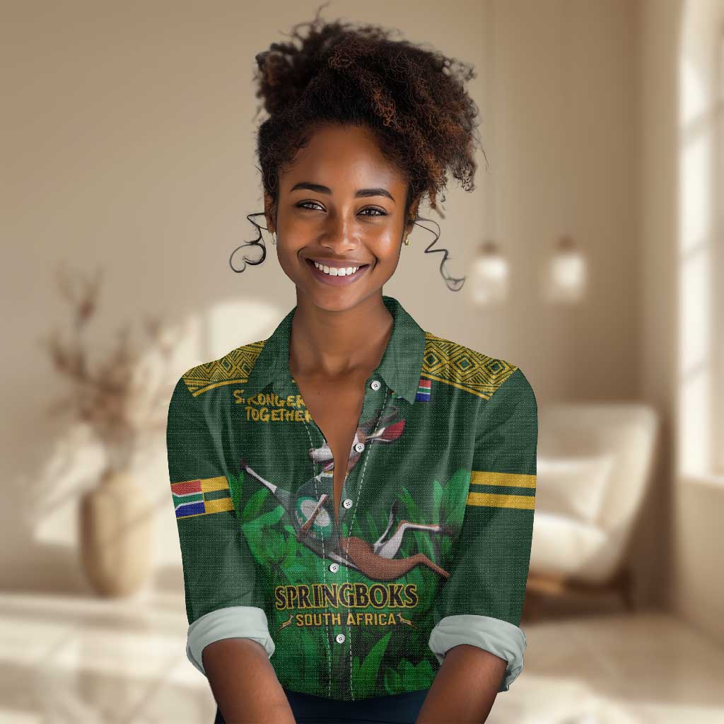 South Africa Rugby Women Casual Shirt Go Bokke World Cup Champions History LT14