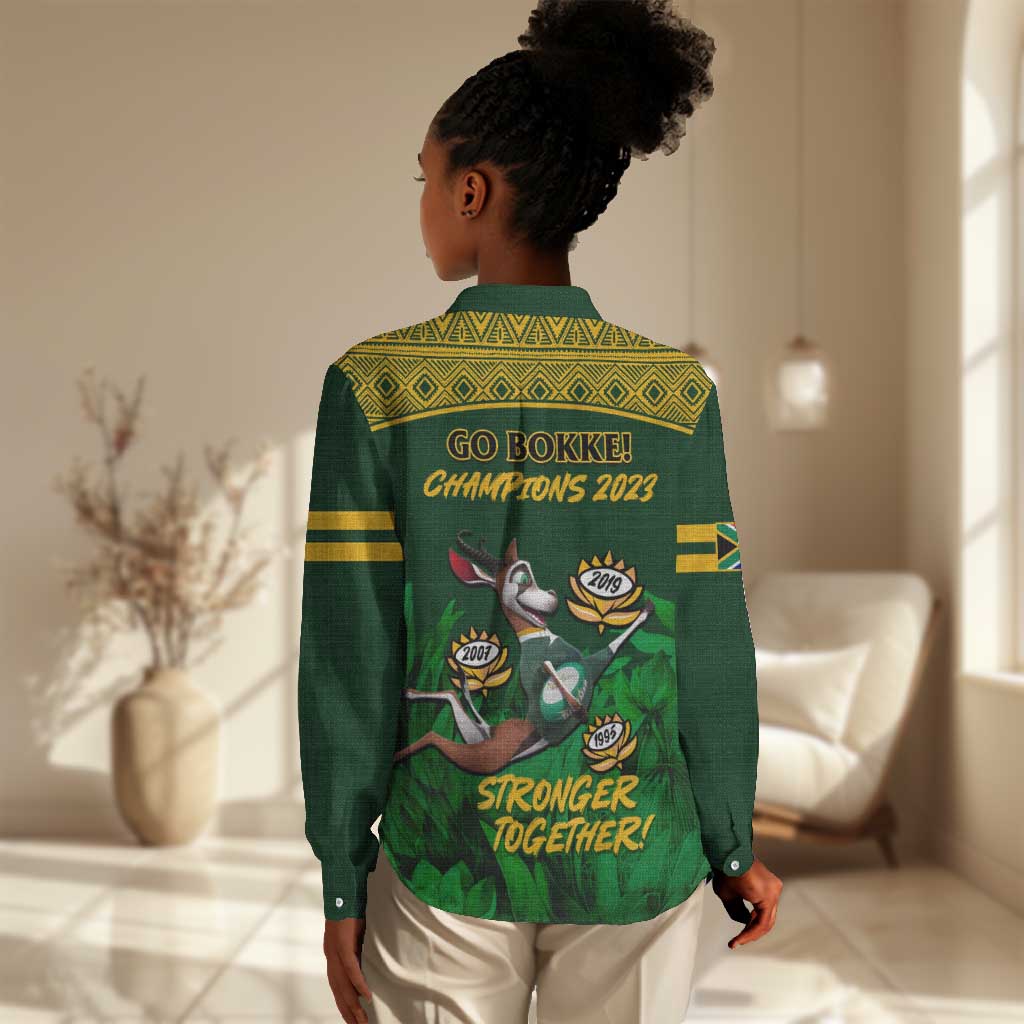 South Africa Rugby Women Casual Shirt Go Bokke World Cup Champions History LT14