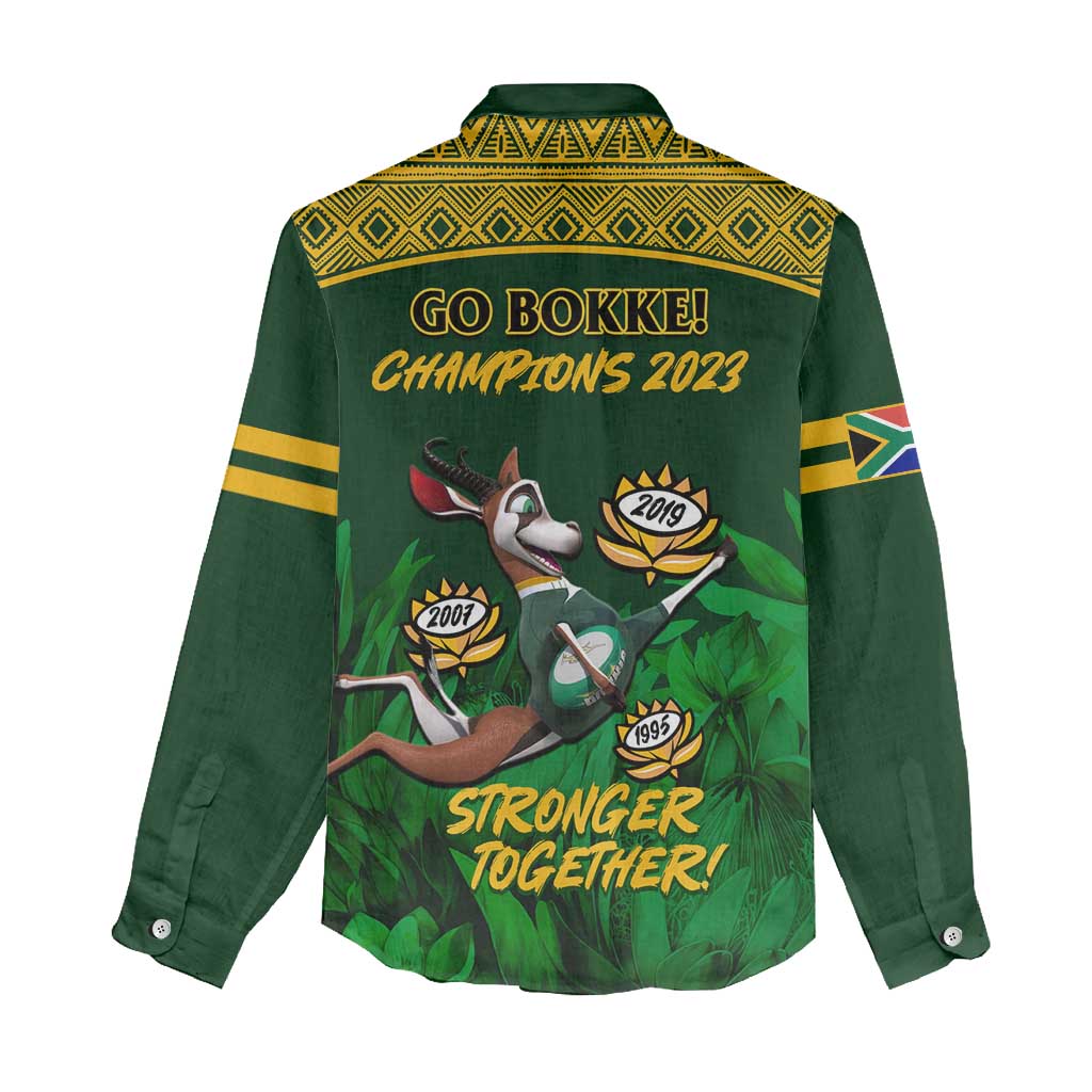 South Africa Rugby Women Casual Shirt Go Bokke World Cup Champions History LT14