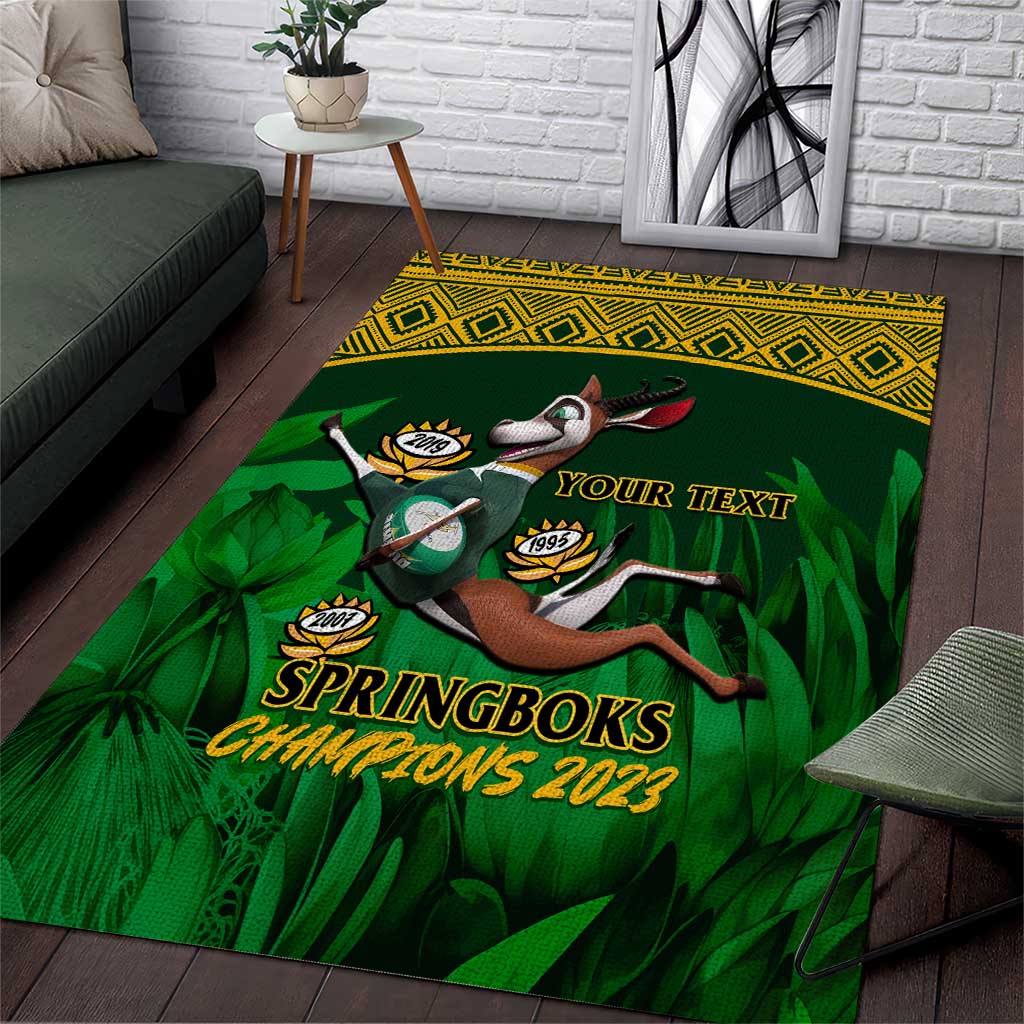Custom South Africa Rugby Area Rug Go Bokke World Cup Champions History LT14