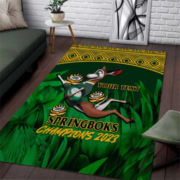Custom South Africa Rugby Area Rug Go Bokke World Cup Champions History LT14