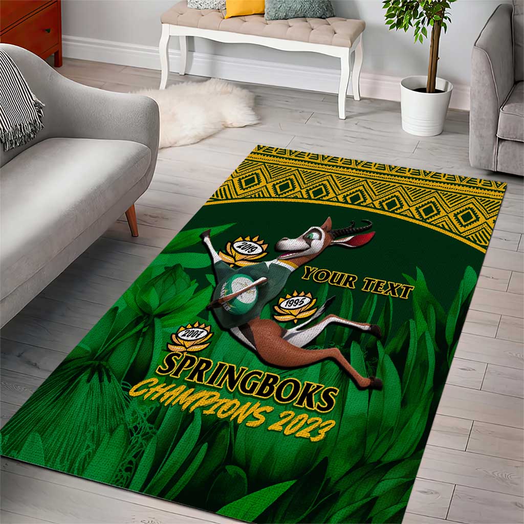 Custom South Africa Rugby Area Rug Go Bokke World Cup Champions History LT14