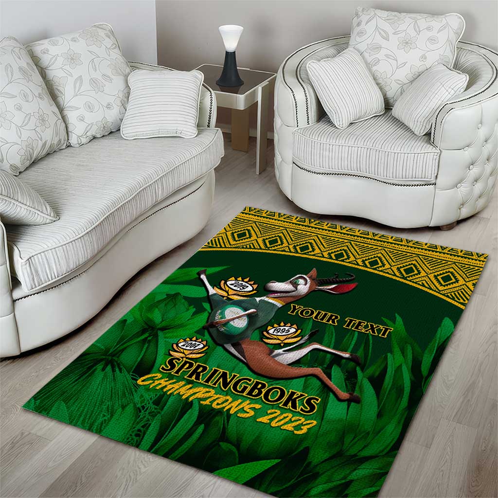 Custom South Africa Rugby Area Rug Go Bokke World Cup Champions History LT14