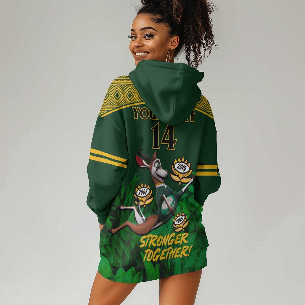 Custom South Africa Rugby Hoodie Dress Go Bokke World Cup Champions History LT14