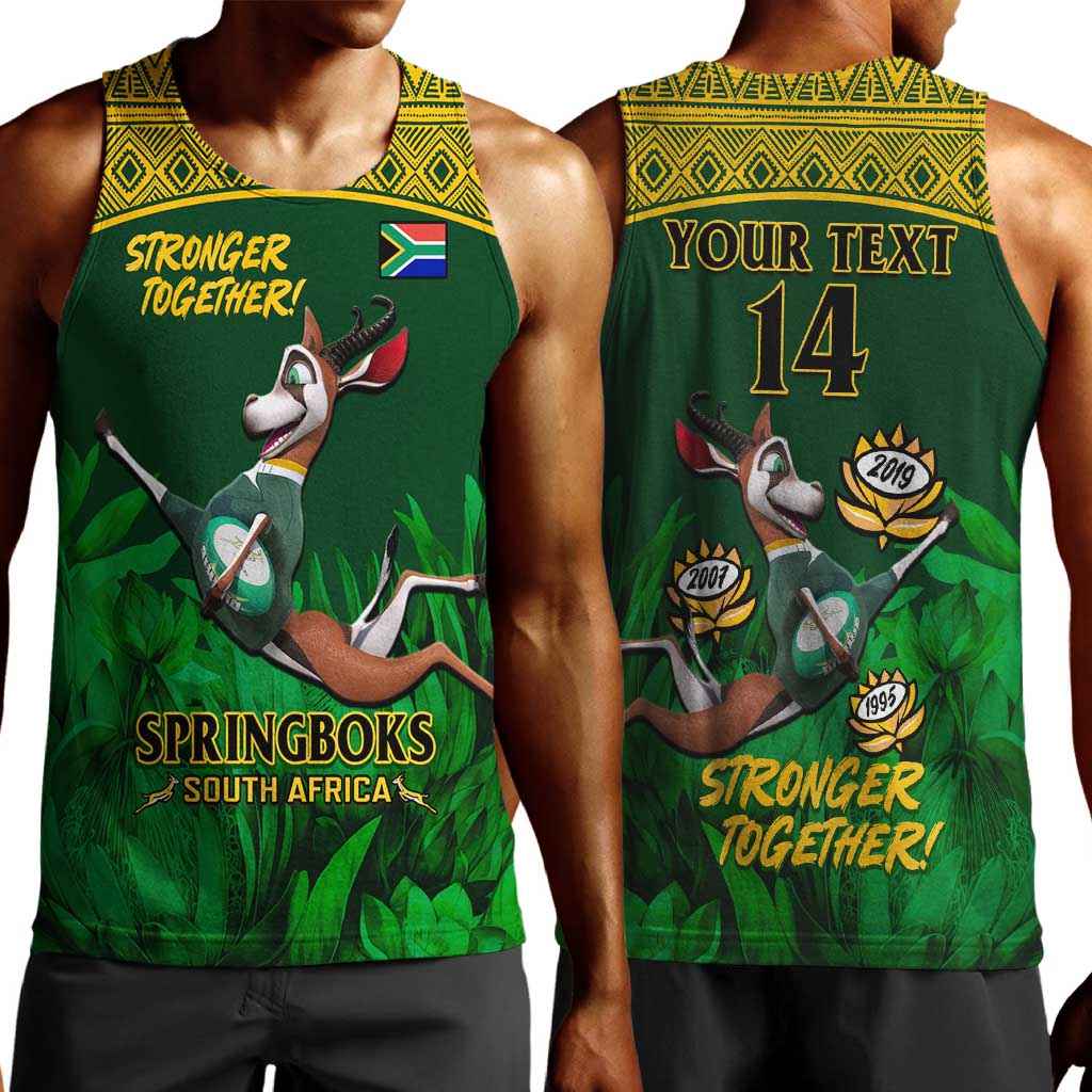 Custom South Africa Rugby Men Tank Top Go Bokke World Cup Champions History LT14