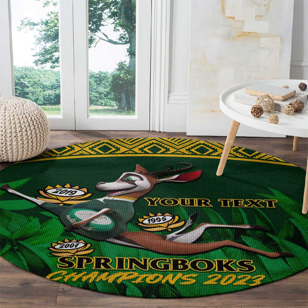 Custom South Africa Rugby Round Carpet Go Bokke World Cup Champions History LT14