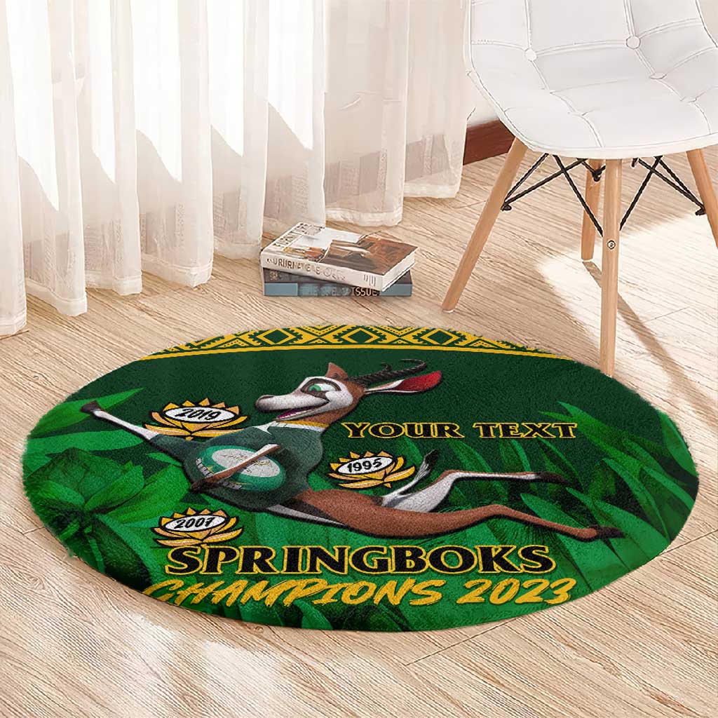 Custom South Africa Rugby Round Carpet Go Bokke World Cup Champions History LT14