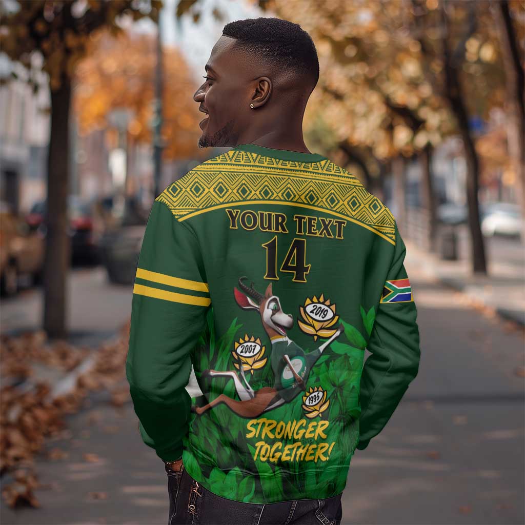 Custom South Africa Rugby Sweatshirt Go Bokke World Cup Champions History LT14