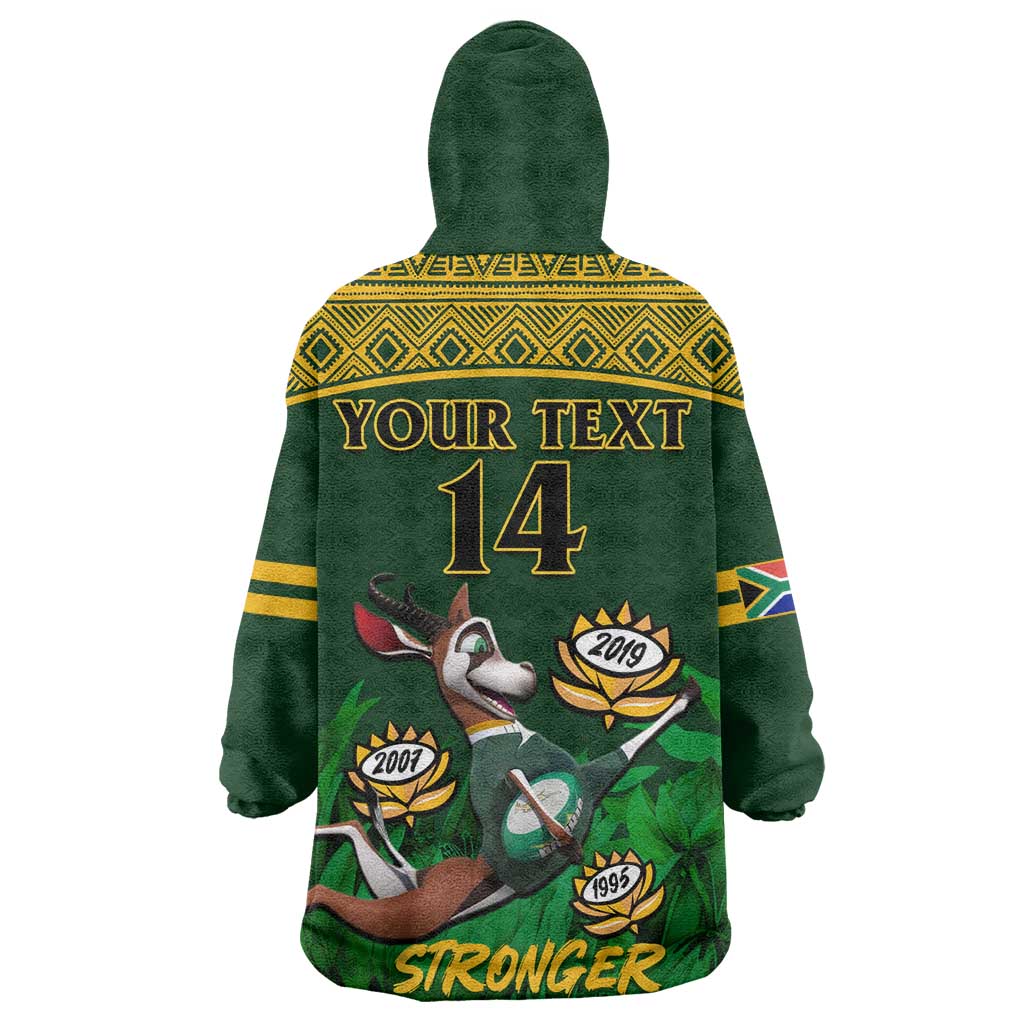 Custom South Africa Rugby Wearable Blanket Hoodie Go Bokke World Cup Champions History LT14