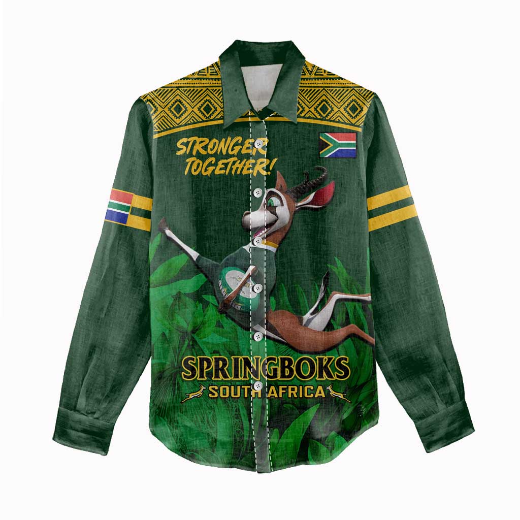 Custom South Africa Rugby Women Casual Shirt Go Bokke World Cup Champions History LT14