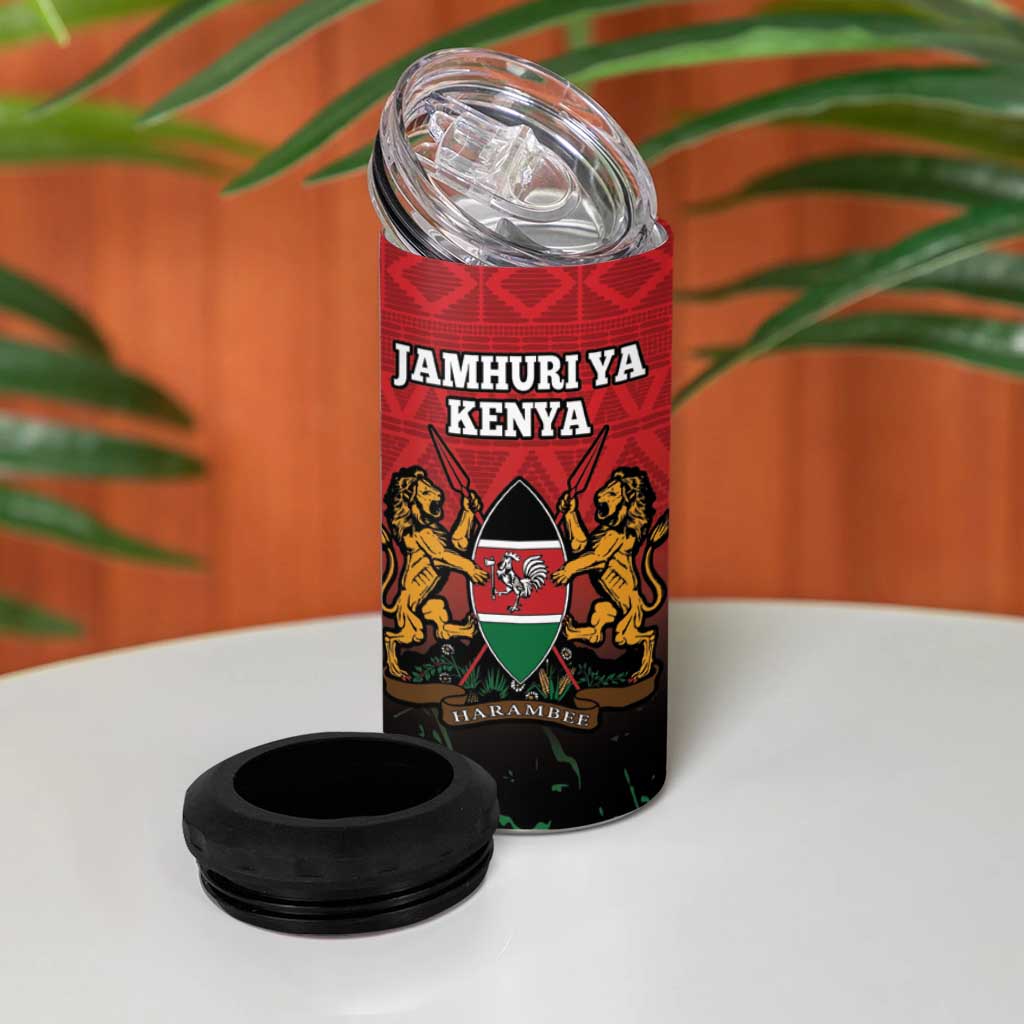 Kenya Independence Day 4 in 1 Can Cooler Tumbler Jamhuri ya Kenya 1963 - African Pattern LT14