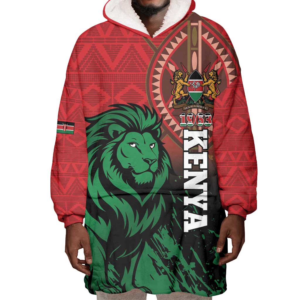 Kenya Independence Day Wearable Blanket Hoodie Jamhuri ya Kenya 1963 - African Pattern LT14