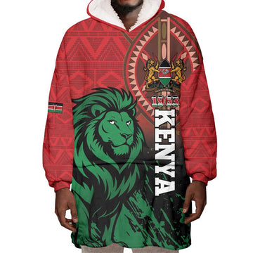 Kenya Independence Day Wearable Blanket Hoodie Jamhuri ya Kenya 1963 - African Pattern LT14