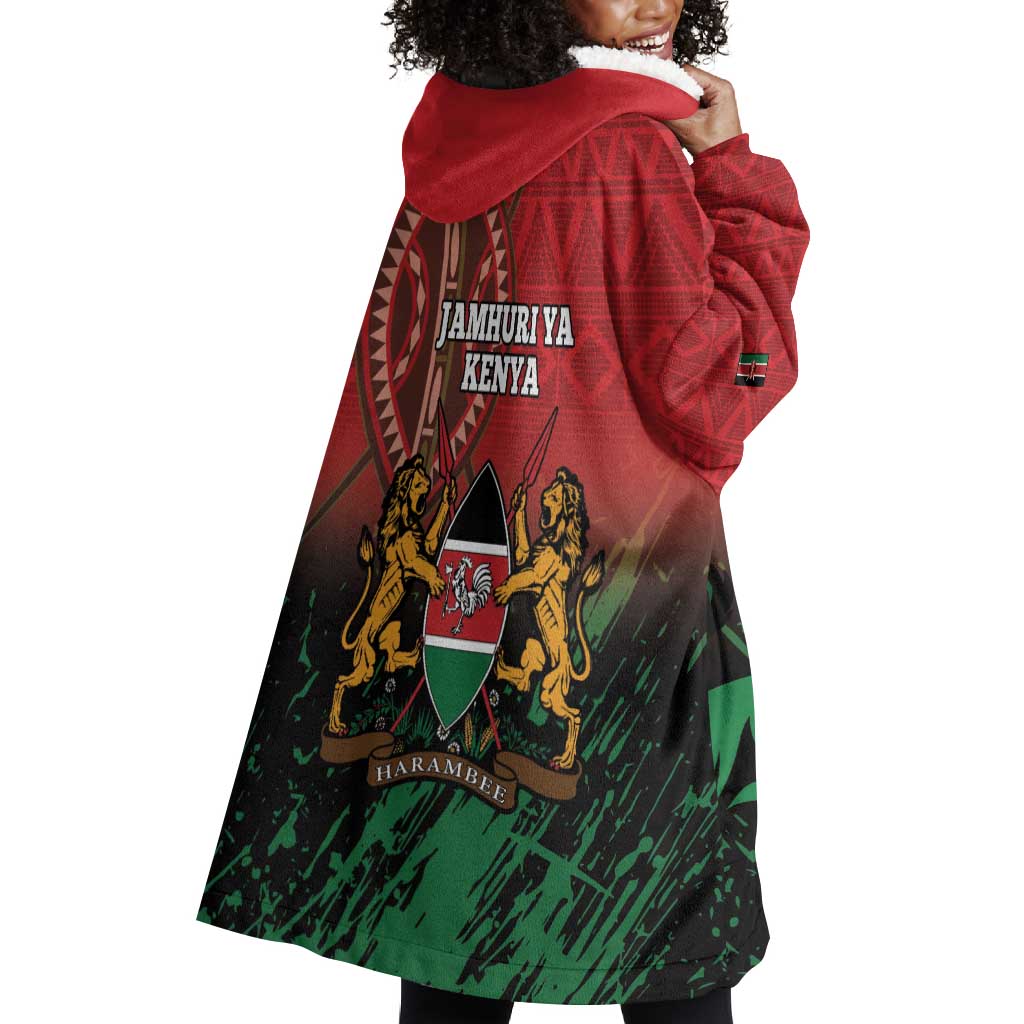 Kenya Independence Day Wearable Blanket Hoodie Jamhuri ya Kenya 1963 - African Pattern LT14