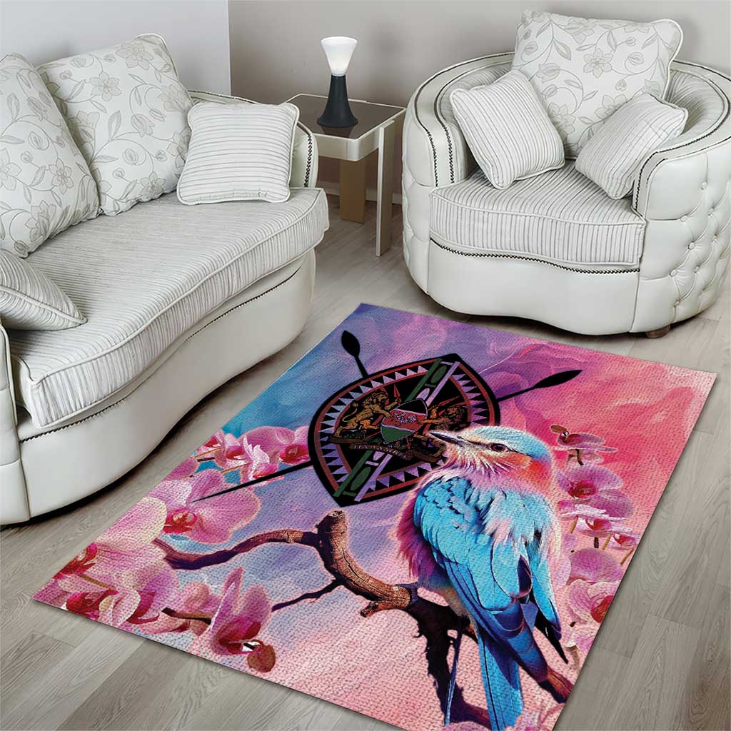 Kenya Lilac-Breasted Roller Area Rug Coat Of Arms Mix Orchid LT14