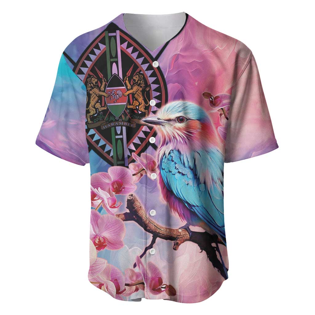 Kenya Lilac-Breasted Roller Baseball Jersey Coat Of Arms Mix Orchid LT14