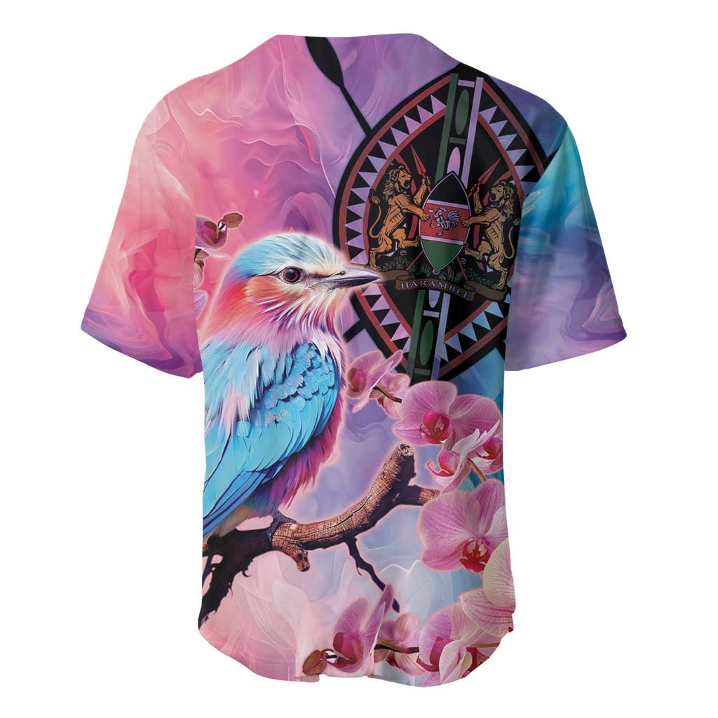 Kenya Lilac-Breasted Roller Baseball Jersey Coat Of Arms Mix Orchid LT14