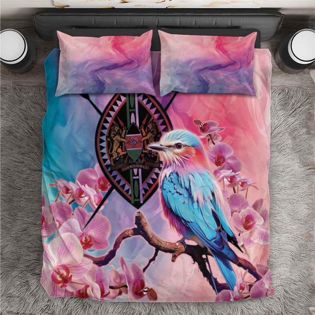 Kenya Lilac-Breasted Roller Bedding Set Coat Of Arms Mix Orchid LT14