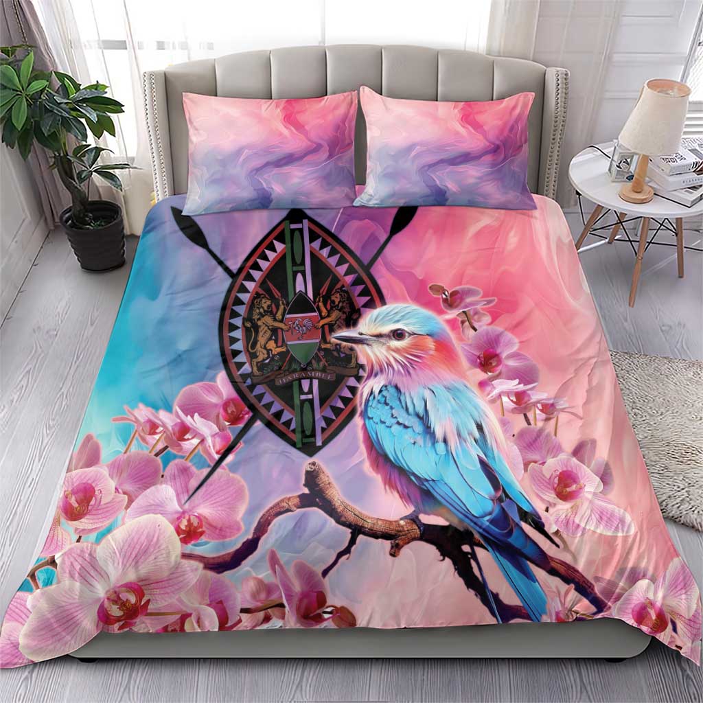 Kenya Lilac-Breasted Roller Bedding Set Coat Of Arms Mix Orchid LT14