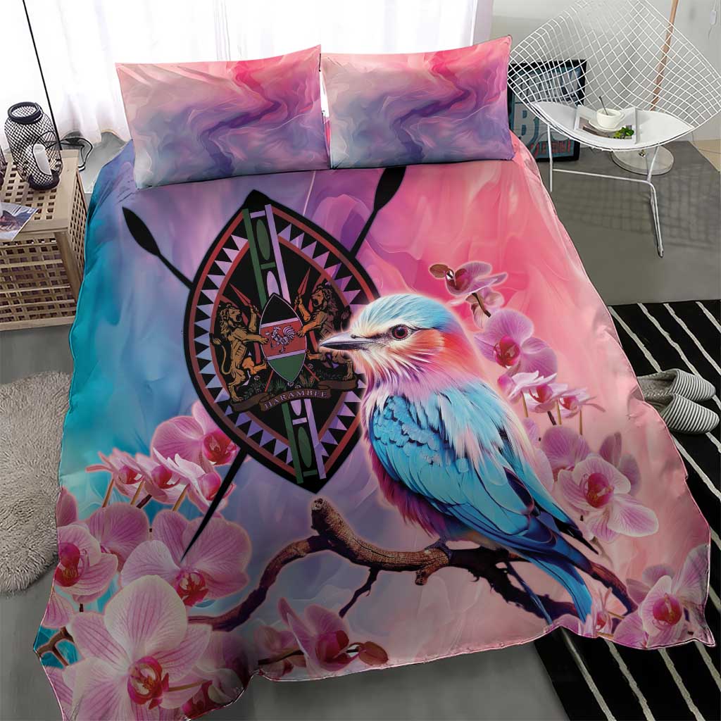 Kenya Lilac-Breasted Roller Bedding Set Coat Of Arms Mix Orchid LT14