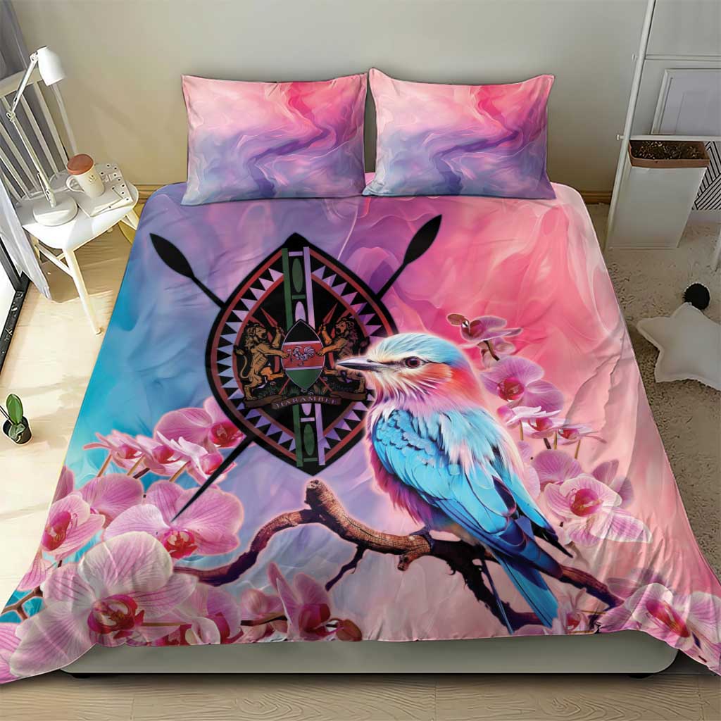 Kenya Lilac-Breasted Roller Bedding Set Coat Of Arms Mix Orchid LT14