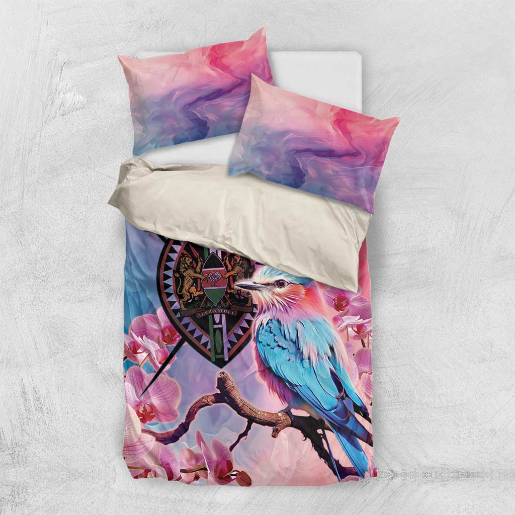 Kenya Lilac-Breasted Roller Bedding Set Coat Of Arms Mix Orchid LT14