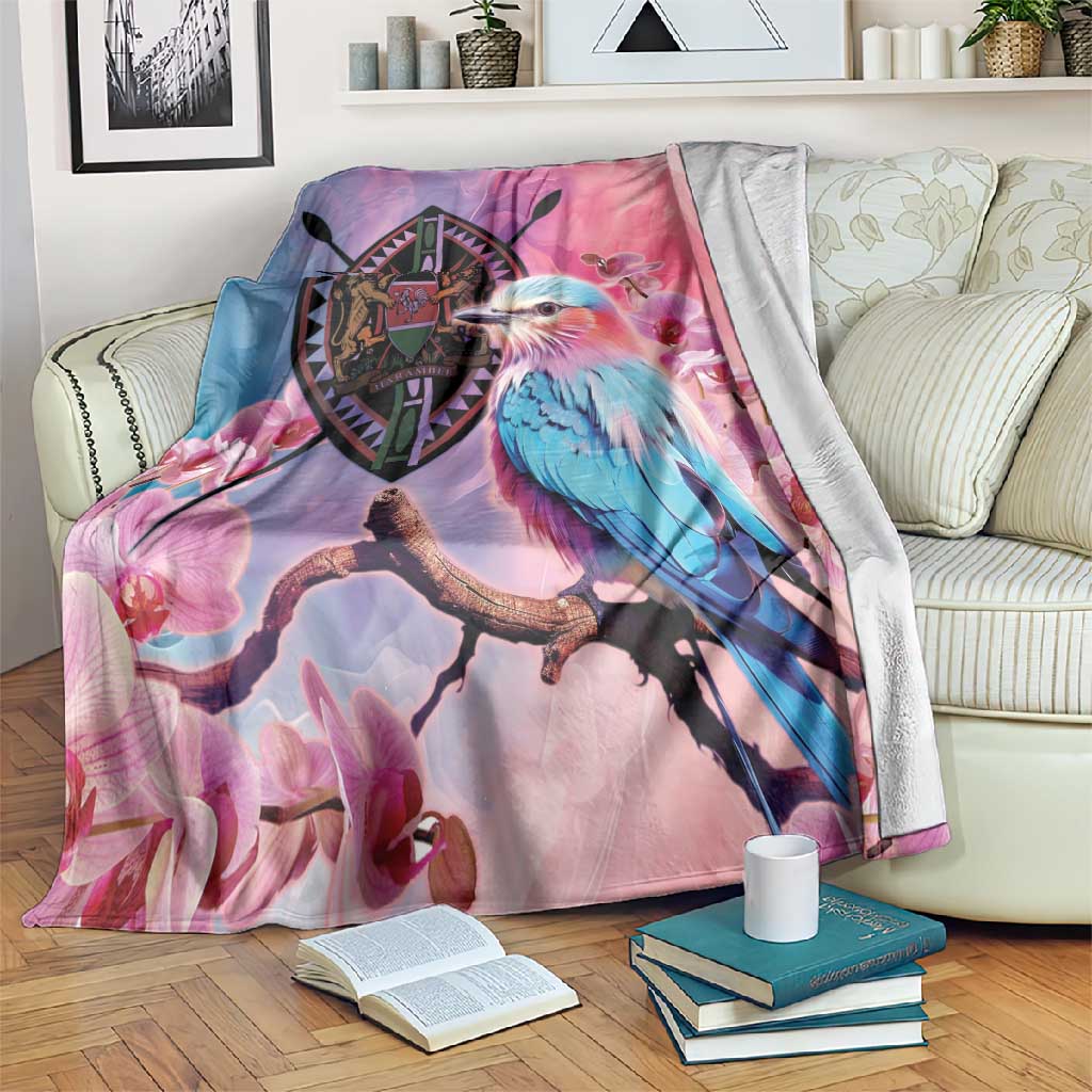 Kenya Lilac-Breasted Roller Blanket Coat Of Arms Mix Orchid LT14