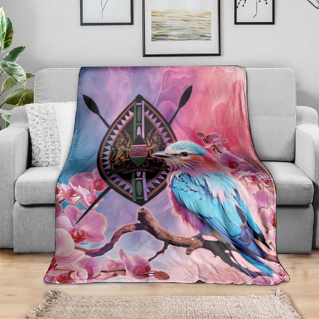 Kenya Lilac-Breasted Roller Blanket Coat Of Arms Mix Orchid LT14