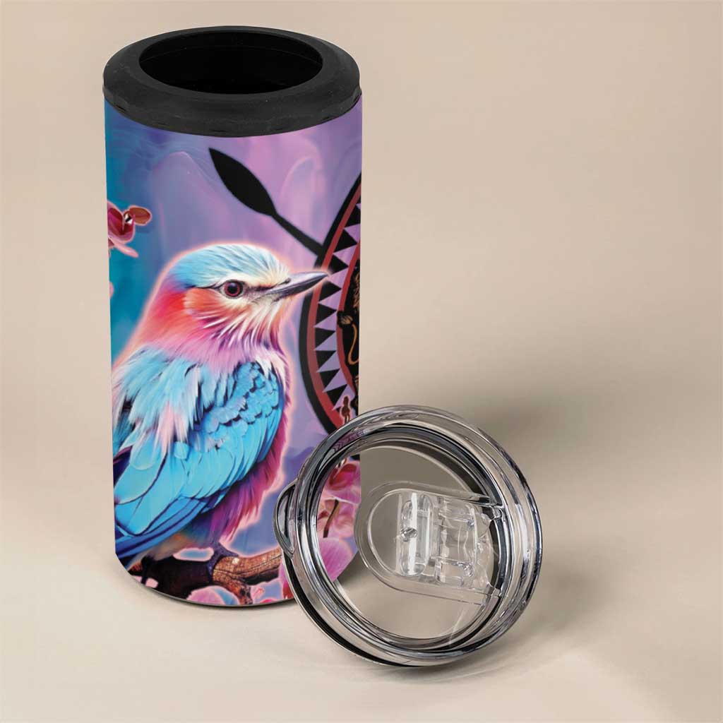 Kenya Lilac-Breasted Roller 4 in 1 Can Cooler Tumbler Coat Of Arms Mix Orchid LT14