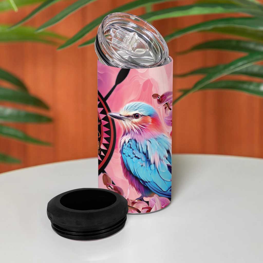 Kenya Lilac-Breasted Roller 4 in 1 Can Cooler Tumbler Coat Of Arms Mix Orchid LT14