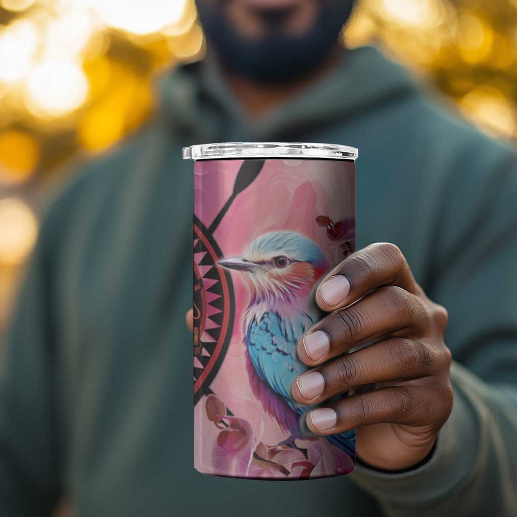 Kenya Lilac-Breasted Roller 4 in 1 Can Cooler Tumbler Coat Of Arms Mix Orchid LT14