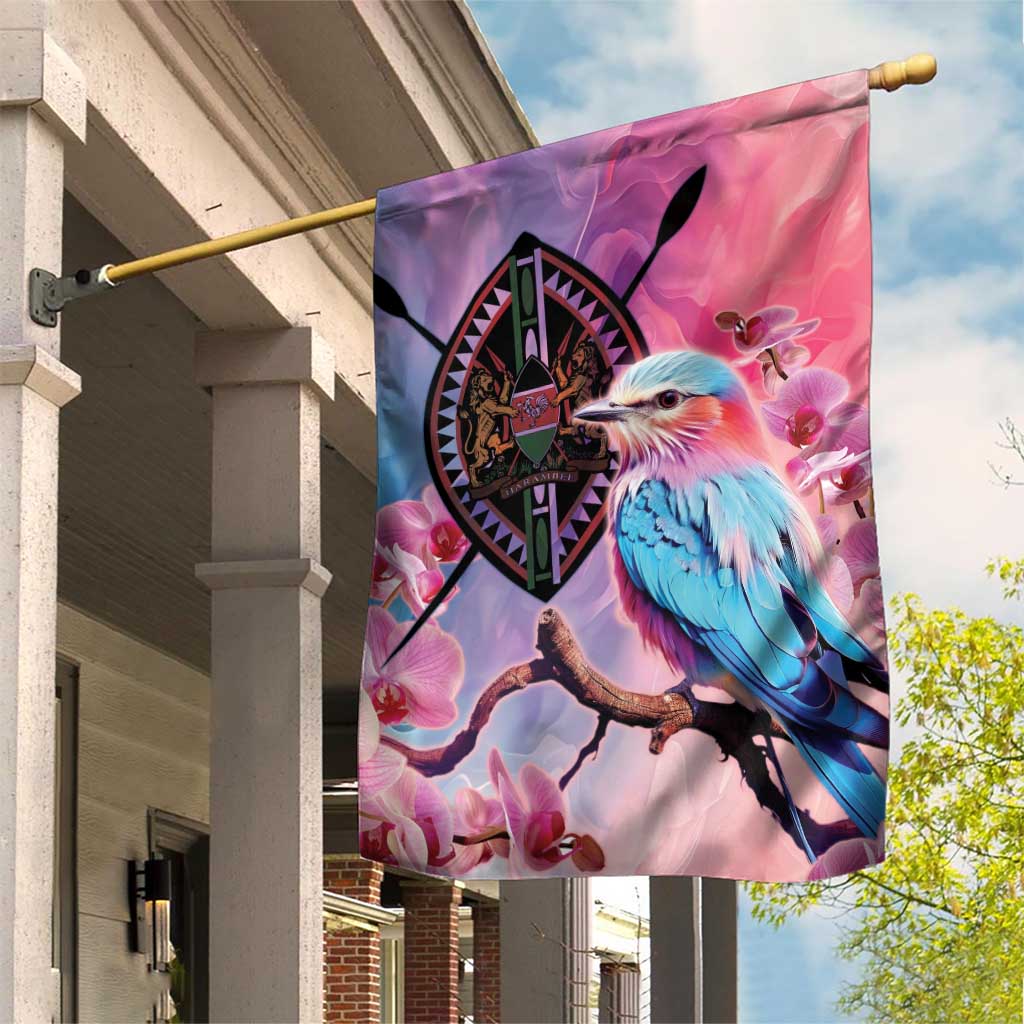 Kenya Lilac-Breasted Roller Garden Flag Coat Of Arms Mix Orchid LT14