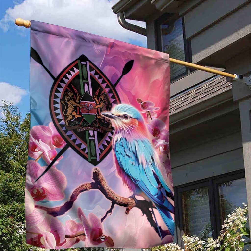 Kenya Lilac-Breasted Roller Garden Flag Coat Of Arms Mix Orchid LT14