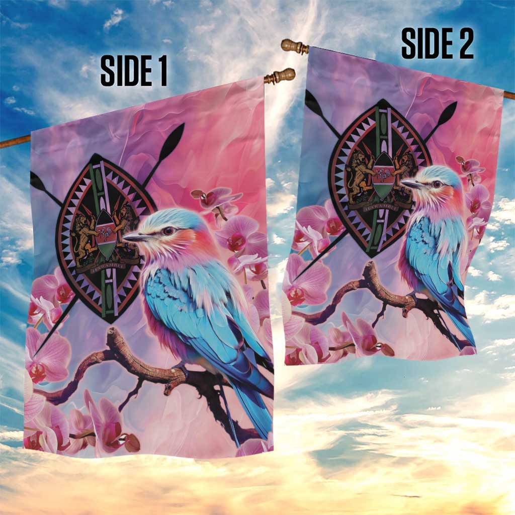 Kenya Lilac-Breasted Roller Garden Flag Coat Of Arms Mix Orchid LT14