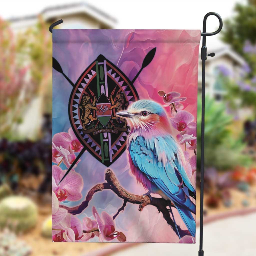 Kenya Lilac-Breasted Roller Garden Flag Coat Of Arms Mix Orchid LT14