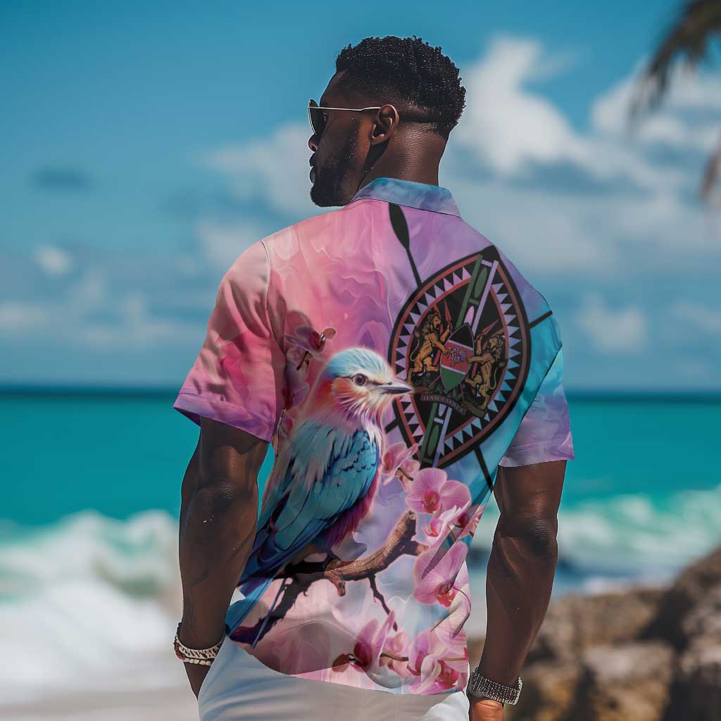 Kenya Lilac-Breasted Roller Hawaiian Shirt Coat Of Arms Mix Orchid LT14