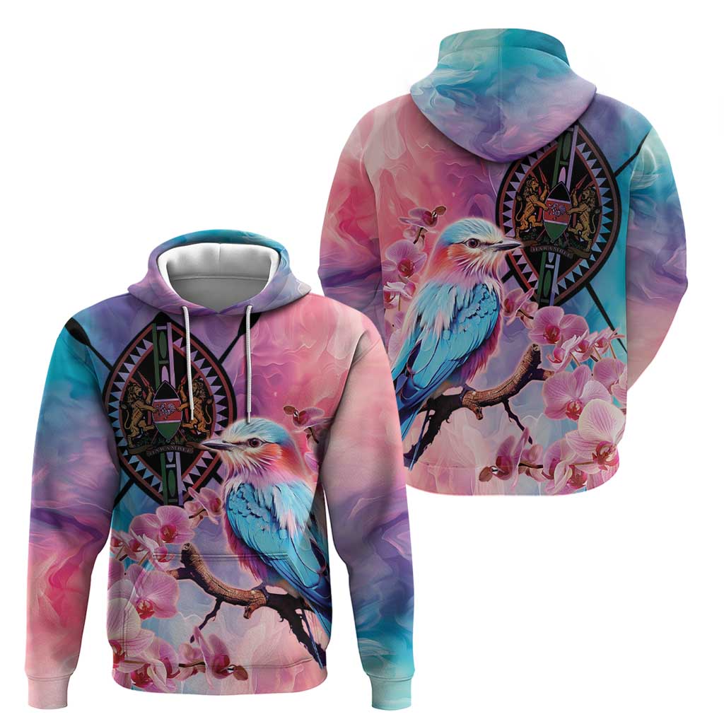 Kenya Lilac-Breasted Roller Hoodie Coat Of Arms Mix Orchid LT14